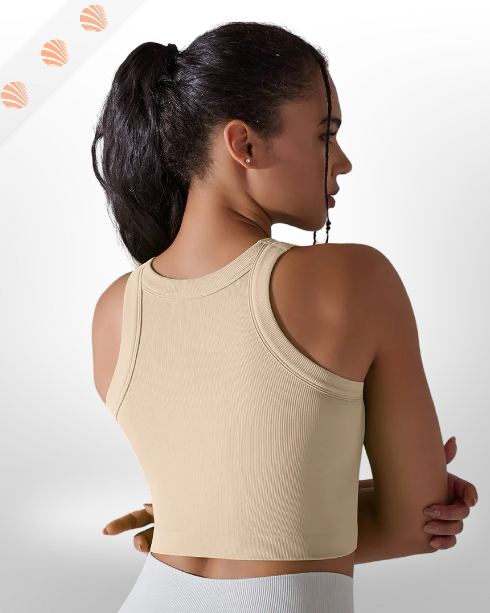 Knitting Solid Rib Sleeveless Fitness Tank Top