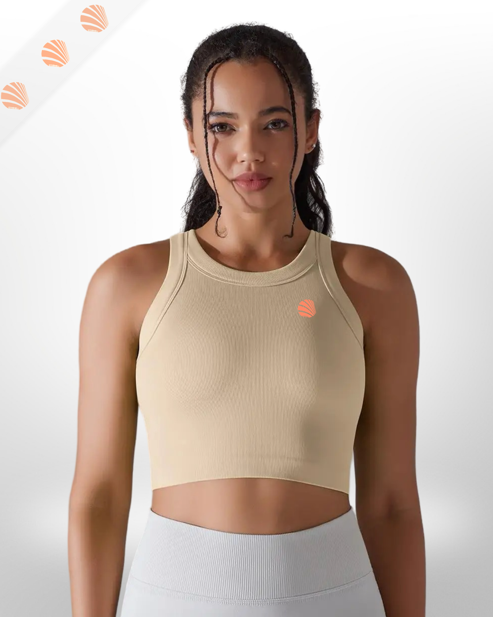 Knitting Solid Rib Sleeveless Fitness Tank Top