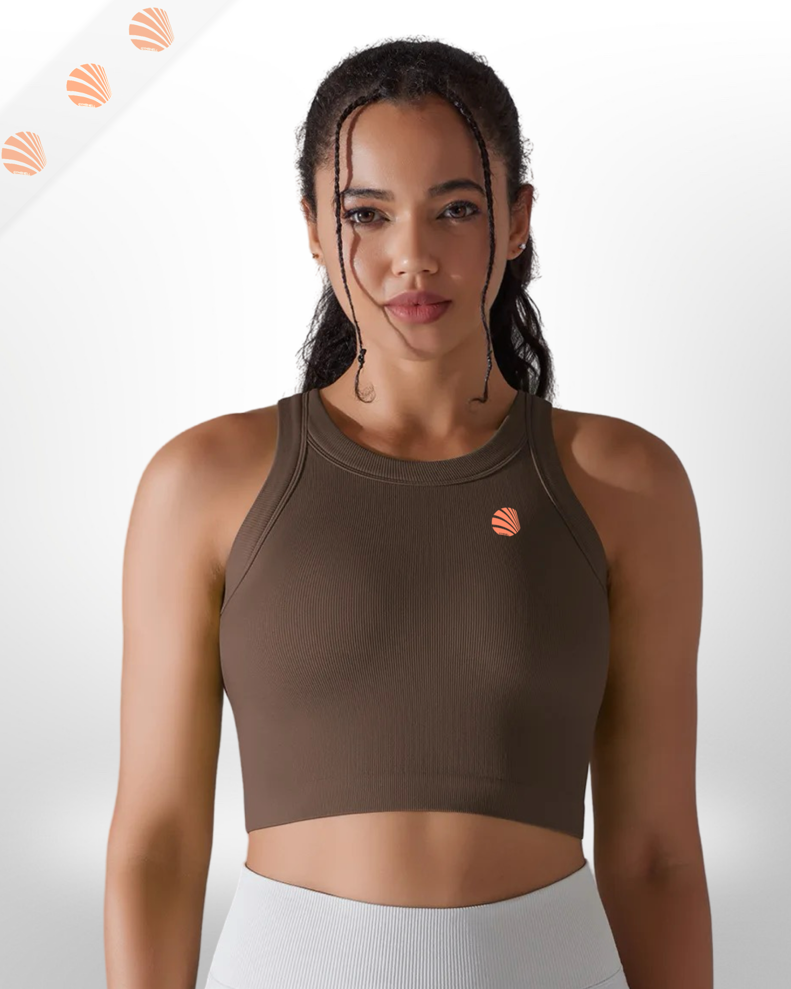 Knitting Solid Rib Sleeveless Fitness Tank Top