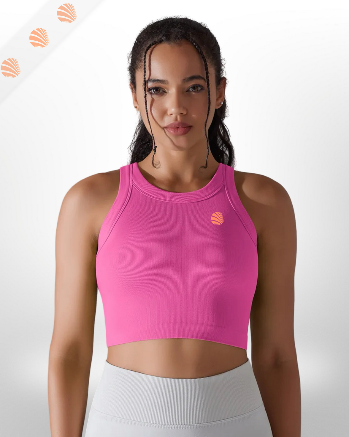 Knitting Solid Rib Sleeveless Fitness Tank Top