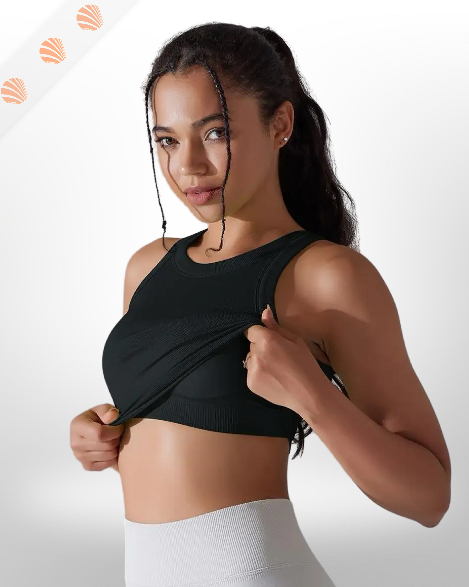 Knitting Solid Rib Sleeveless Fitness Tank Top