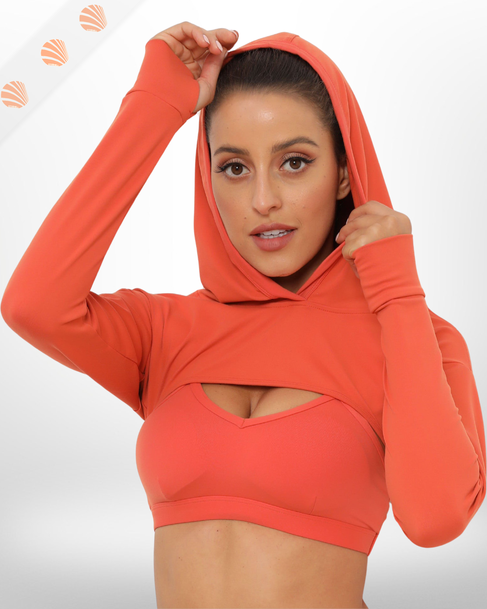 2 in 1 Crop Top Hoodie + Sports Bra