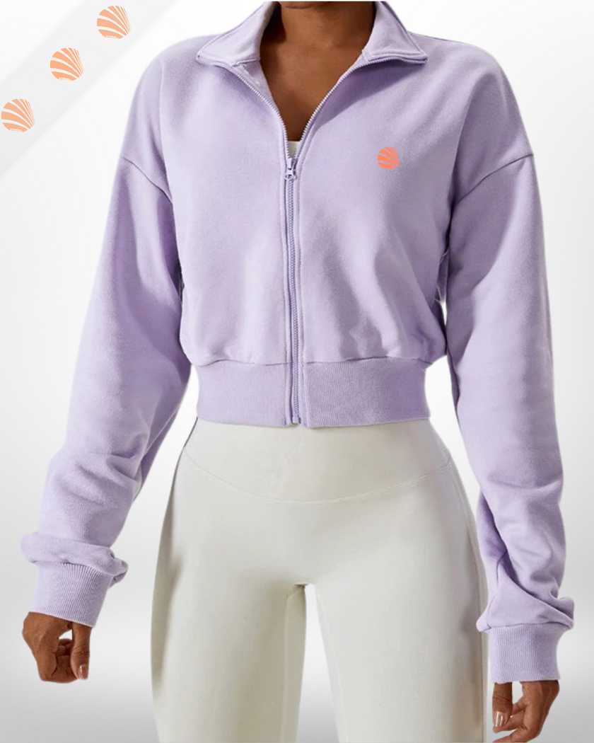 Lilac Zip-Up  Cropped Sweatshirt