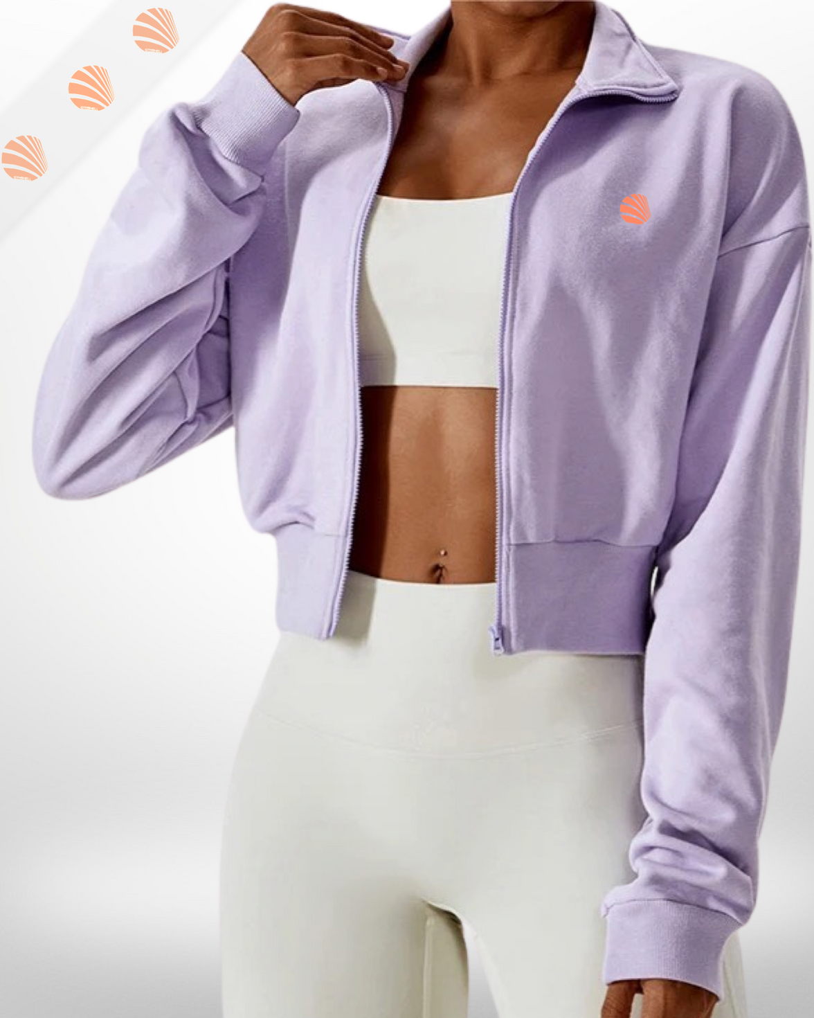 Lilac Zip-Up  Cropped Sweatshirt