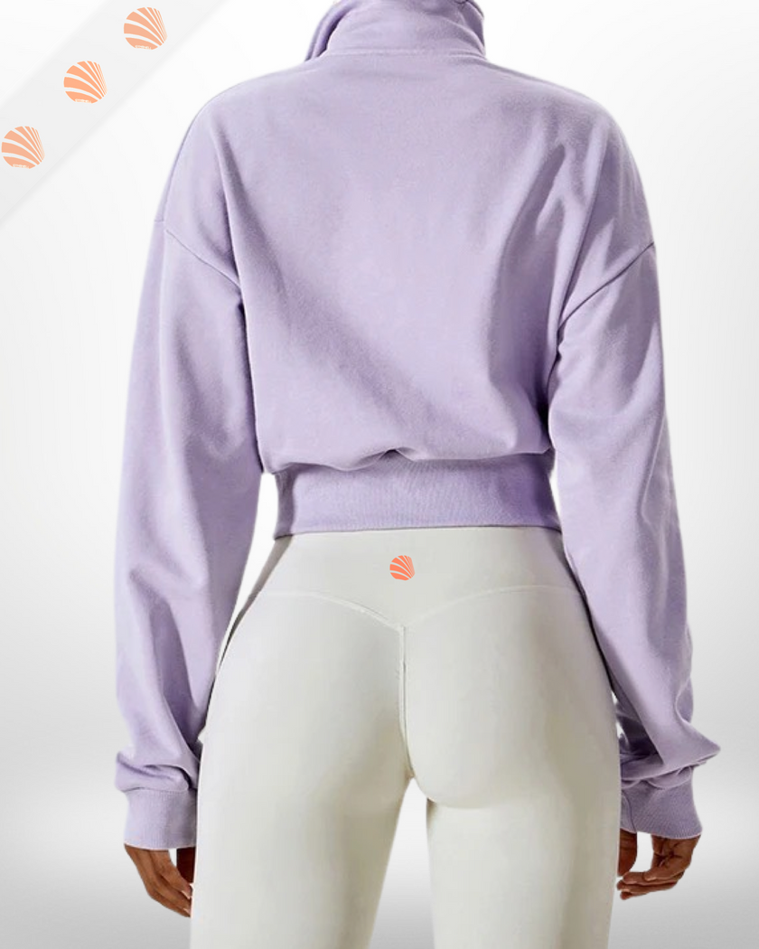 Lilac Zip-Up  Cropped Sweatshirt