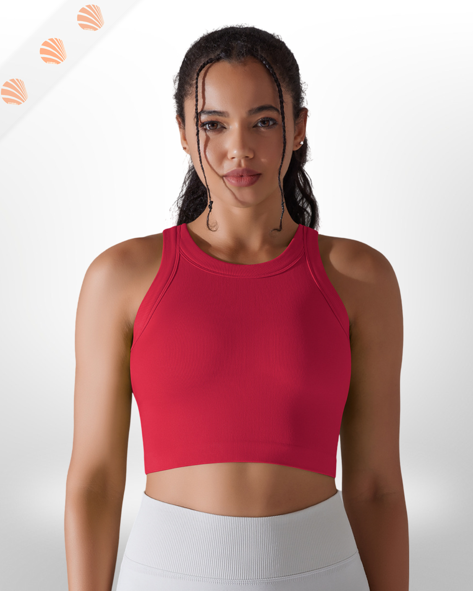 Knitting Solid Rib Sleeveless Fitness Tank Top