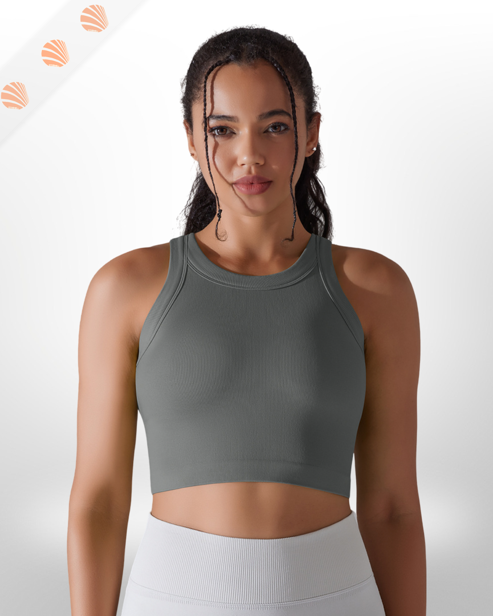 Knitting Solid Rib Sleeveless Fitness Tank Top