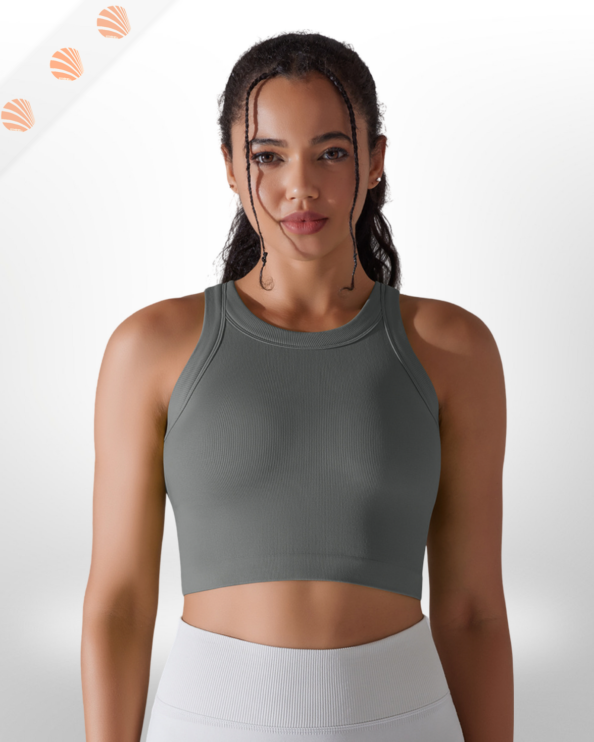Knitting Solid Rib Sleeveless Fitness Tank Top