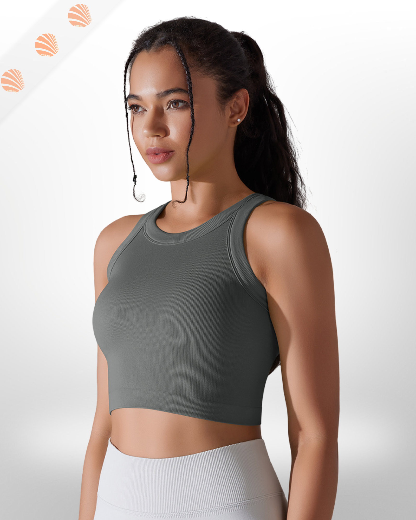 Knitting Solid Rib Sleeveless Fitness Tank Top