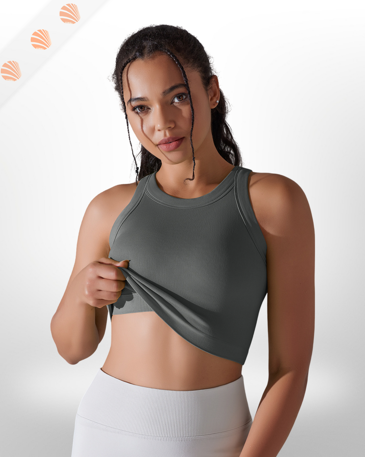 Knitting Solid Rib Sleeveless Fitness Tank Top