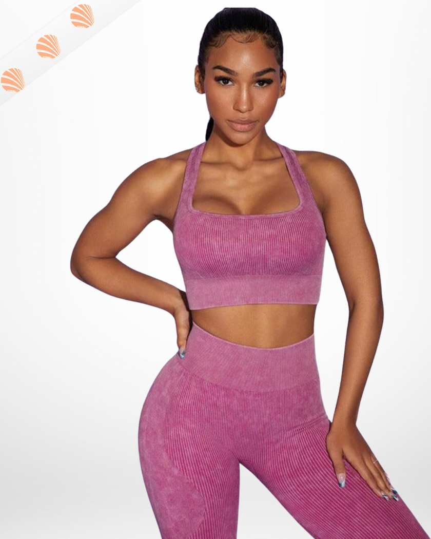 Pink Ribbed Sports Bras